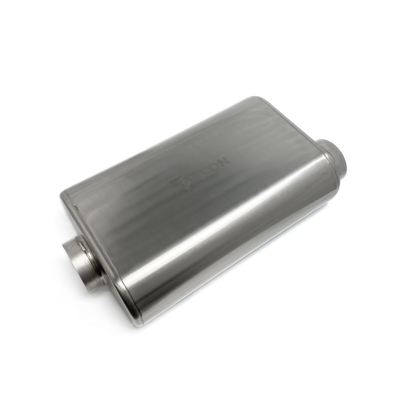 Ticon Industries 17in Overall Length 3in Thin Oval Titanium Muffler - 3in Center In/Offset Out Ticon