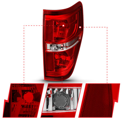 ANZO 2009-2014 Ford F-150 Euro Taillight Red/Clear (W/O Bulb) - eliteracefab.com