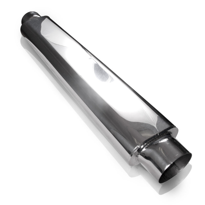Stainless Works Smooth Oval Muffler - 24in Long 2 1/4in ID Inlets Both Ends Stainless Works