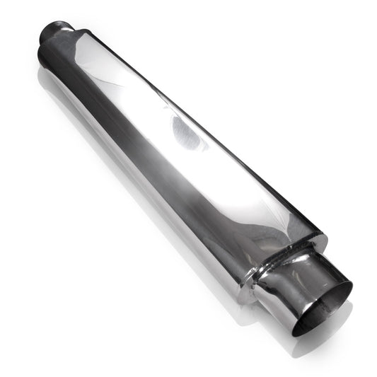 Stainless Works Smooth Oval Muffler - 24in Long 2 1/2in ID Inlets Both Ends Stainless Works
