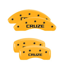 Load image into Gallery viewer, MGP 4 Caliper Covers Engraved Front &amp; Rear Cruze Yellow finish black ch MGP