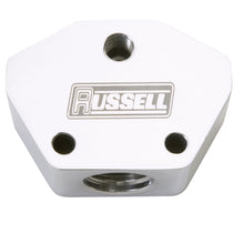 Load image into Gallery viewer, Russell Performance Billet Aluminum Y-Block w/ -10 AN inlet &amp; -8 AN outlet (Polished finish)