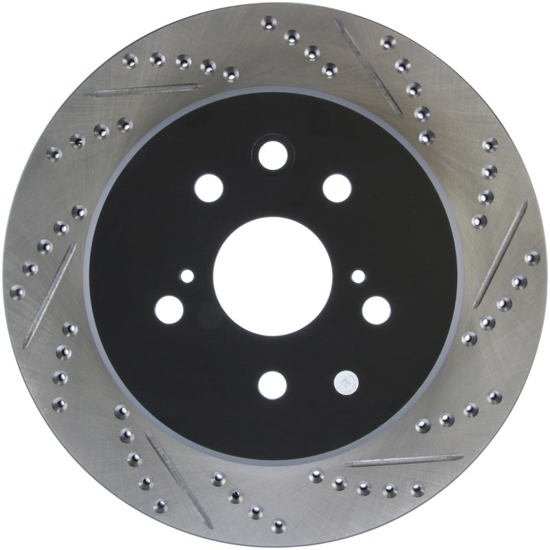 StopTech Slotted & Drilled Sport Brake Rotor Left Rear 13-14 Lexus GS300/350/400/430 - eliteracefab.com