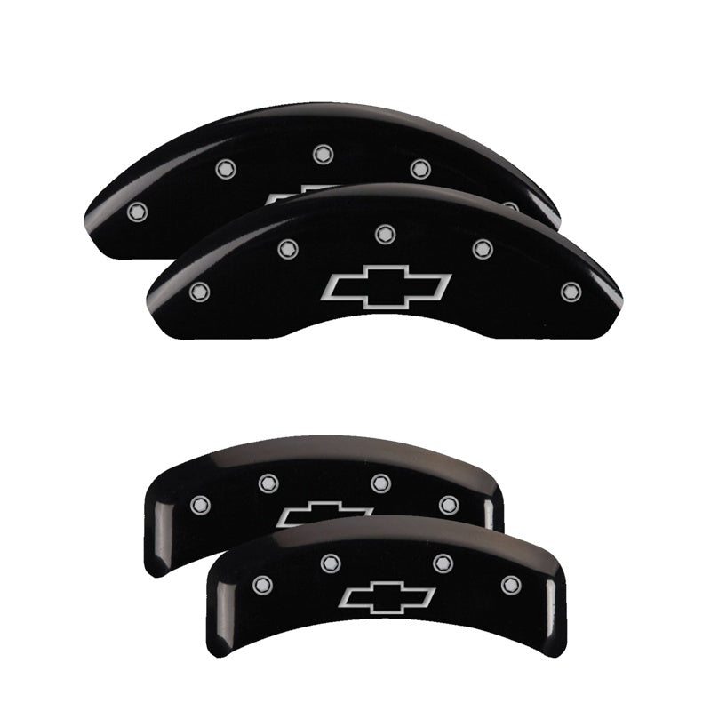 MGP 4 Caliper Covers Engraved Front & Rear Bowtie Black finish silver ch MGP