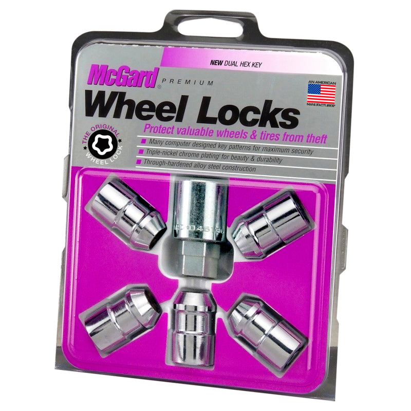 McGard Wheel Lock Nut Set - 5pk. (Cone Seat) 1/2-20 / 3/4 &13/16 Dual Hex / 1.46in. Length - Chrome - eliteracefab.com