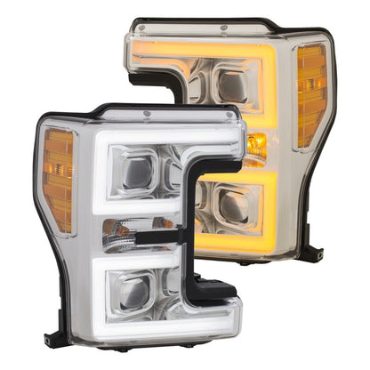 ANZO LED Headlights 17-18 Ford F-250 Super Duty Plank-Style L.E.D. Headlight Chrome (Pair) - eliteracefab.com