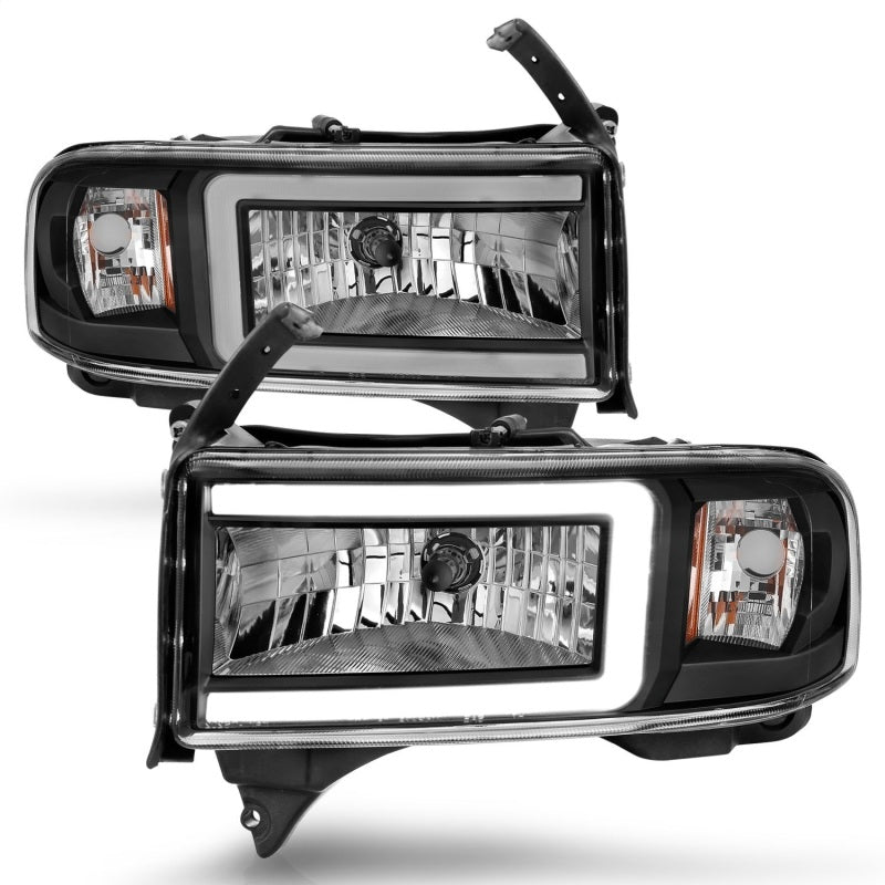 ANZO 94-02 Dodge RAM Crystal Headlight - w/ Light Bar Black Housing - eliteracefab.com