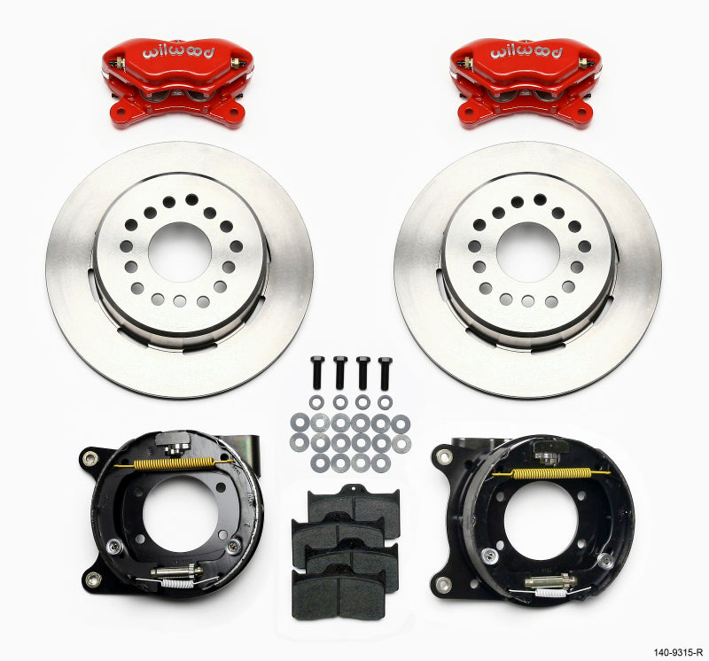 Wilwood Forged Dynalite P/S Park Brake Kit Red 12 Bolt 2.75in offset Staggered Shock Wilwood