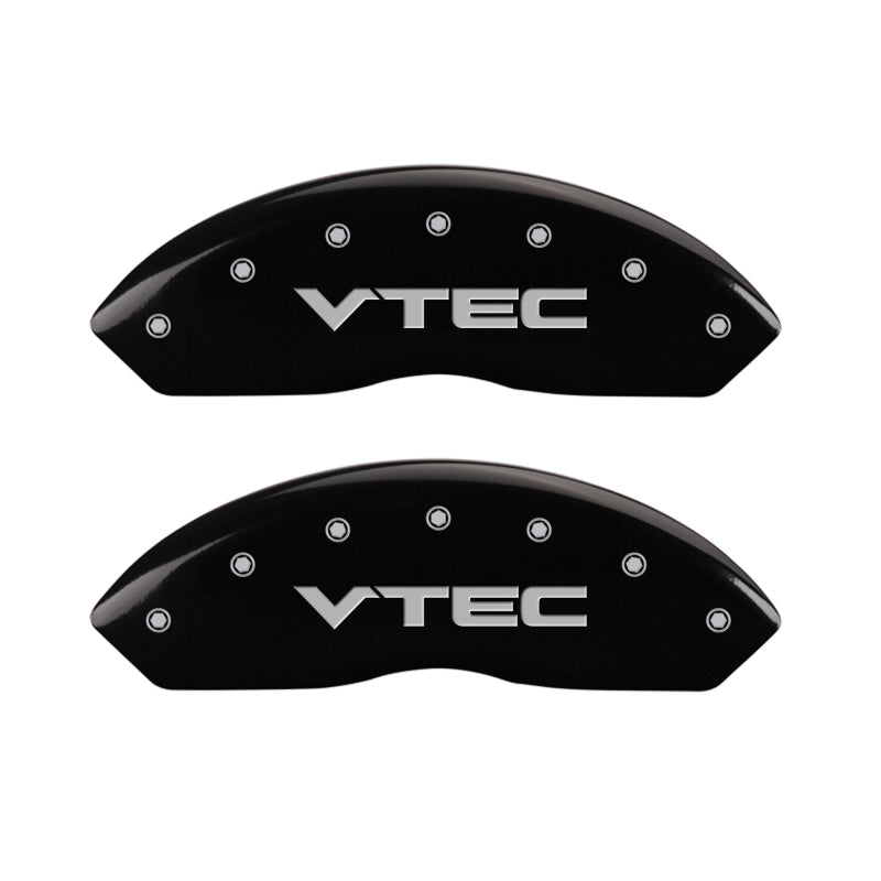 MGP 4 Caliper Covers Engraved Front & Rear Vtech Black finish silver ch MGP