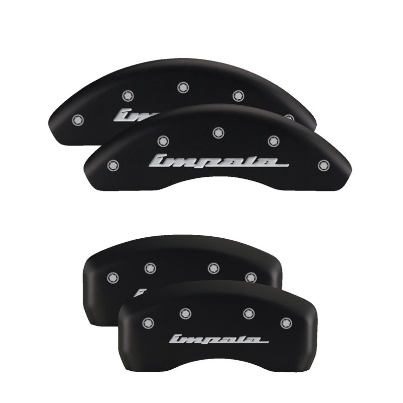 MGP Front set 2 Caliper Covers Engraved Front Bowtie Black finish silver ch MGP