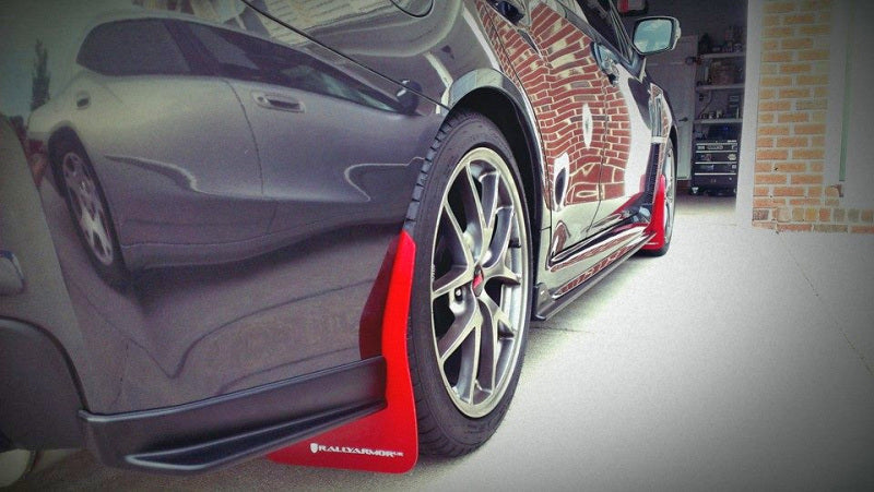 Rally Armor UR Mudflaps Black Urethane Red Logo 2015-2021 WRX / 2015-2021 STI - eliteracefab.com