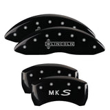 MGP 4 Caliper Covers Engraved Front Lincoln Engraved Rear Star logo Black finish silver ch