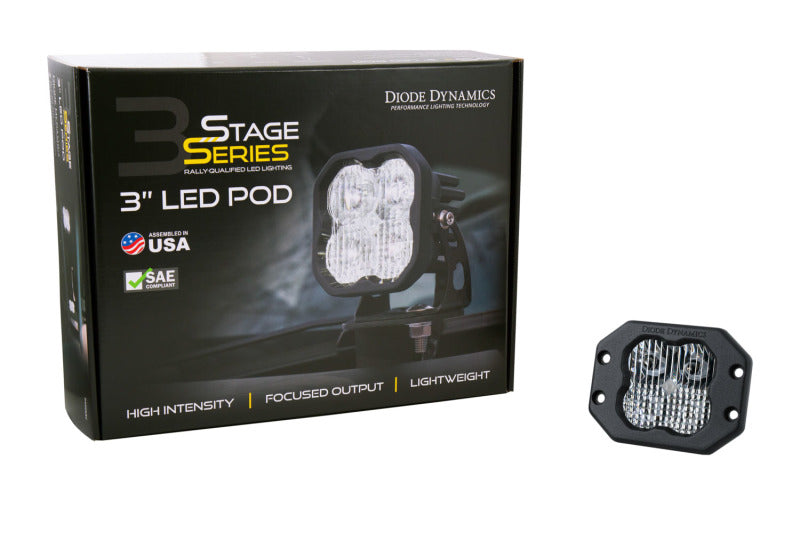 Diode Dynamics SS3 LED Pod Sport - White SAE Driving Flush (Single)