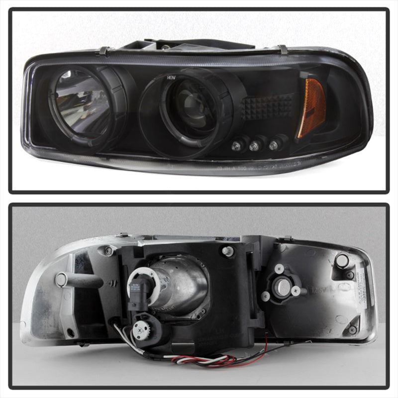 Spyder GMC Sierra 1500/2500/3500 99-06 Projector Headlights LED Halo LED Black PRO-YD-CDE00-HL-BK - eliteracefab.com