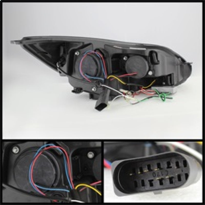 Spyder Ford Focus 12-14 Projector Headlights Halogen Model Only - DRL Black PRO-YD-FF12-DRL-BK - eliteracefab.com