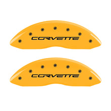 Load image into Gallery viewer, MGP 4 Caliper Covers Engraved Front &amp; Rear C6/Corvette Yellow finish black ch - eliteracefab.com