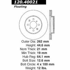 CENTRIC ACURA INTEGRA/EL / HONDA CIVIC/DEL SOL/FIT/INSIGHT FRONT PREMIUM ROTOR, 120.40021 - eliteracefab.com