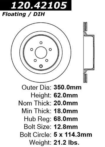 CENTRIC 09 INFINITI FX35/FX45/FX50 REAR PERFORMANCE ROTOR, 120.42105 - eliteracefab.com