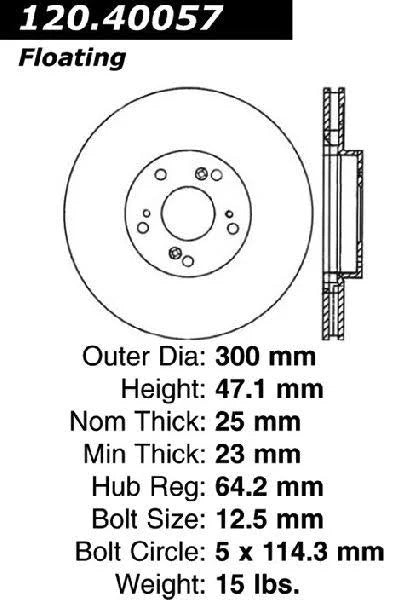 CENTRIC HONDA / ACURA FRONT PERFORMANCE ROTOR, 120.40057 - eliteracefab.com