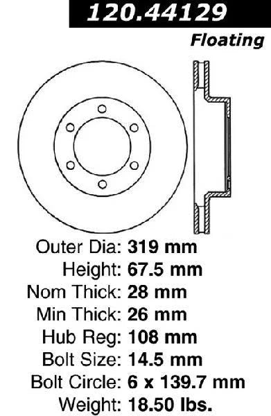 CENTRIC PERFORMANCE BRAKE ROTOR, 120.44129 - eliteracefab.com