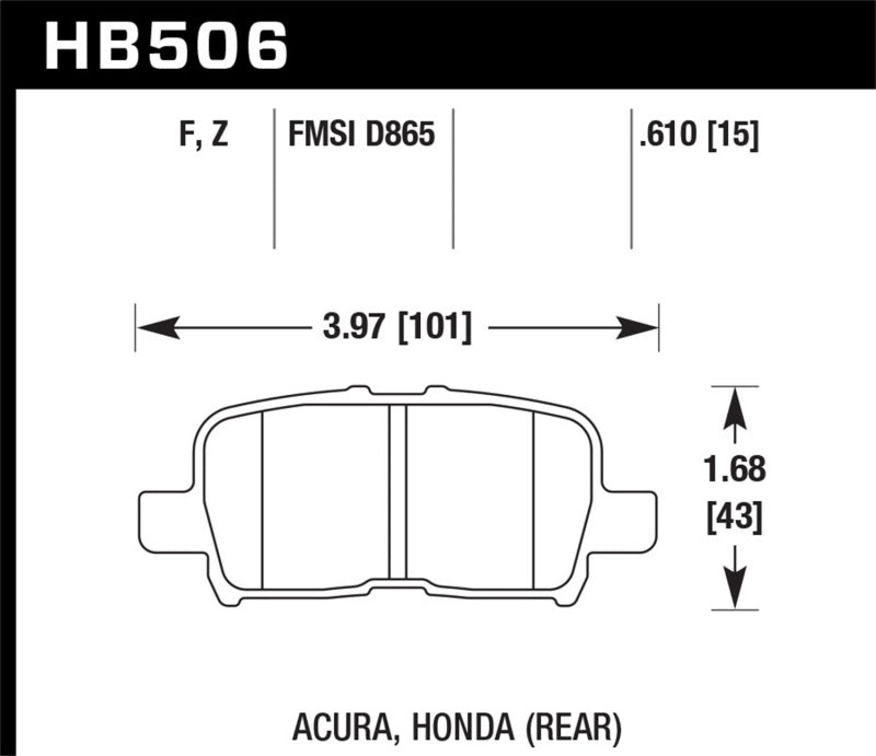 Hawk Performance Ceramic Rear Brake Pads - HB506Z.610