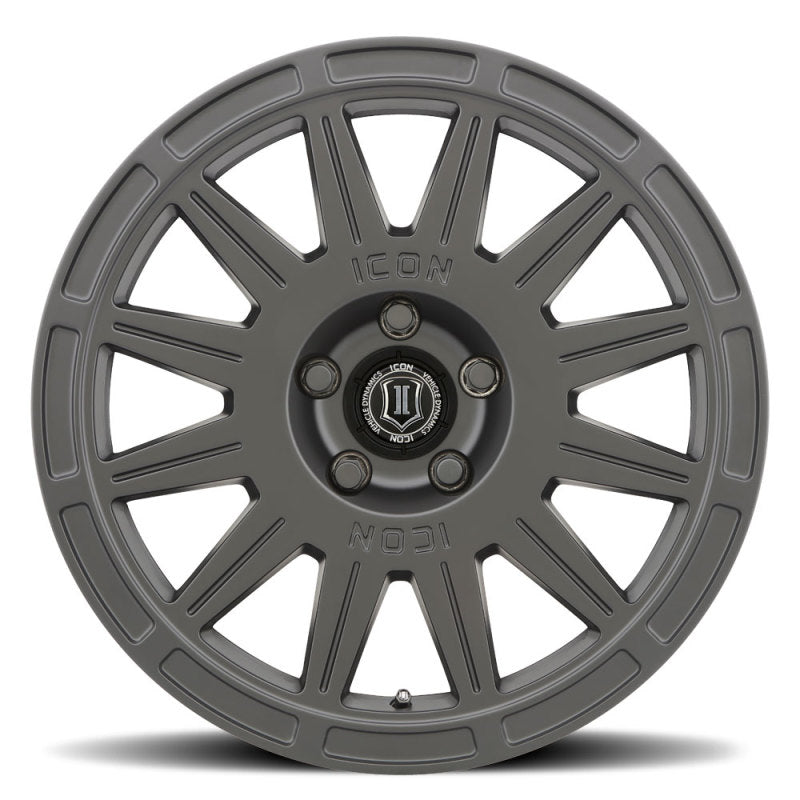 ICON Ricochet 17x8 5x4.5 38mm Offset 6in BS Satin Black Wheel - eliteracefab.com