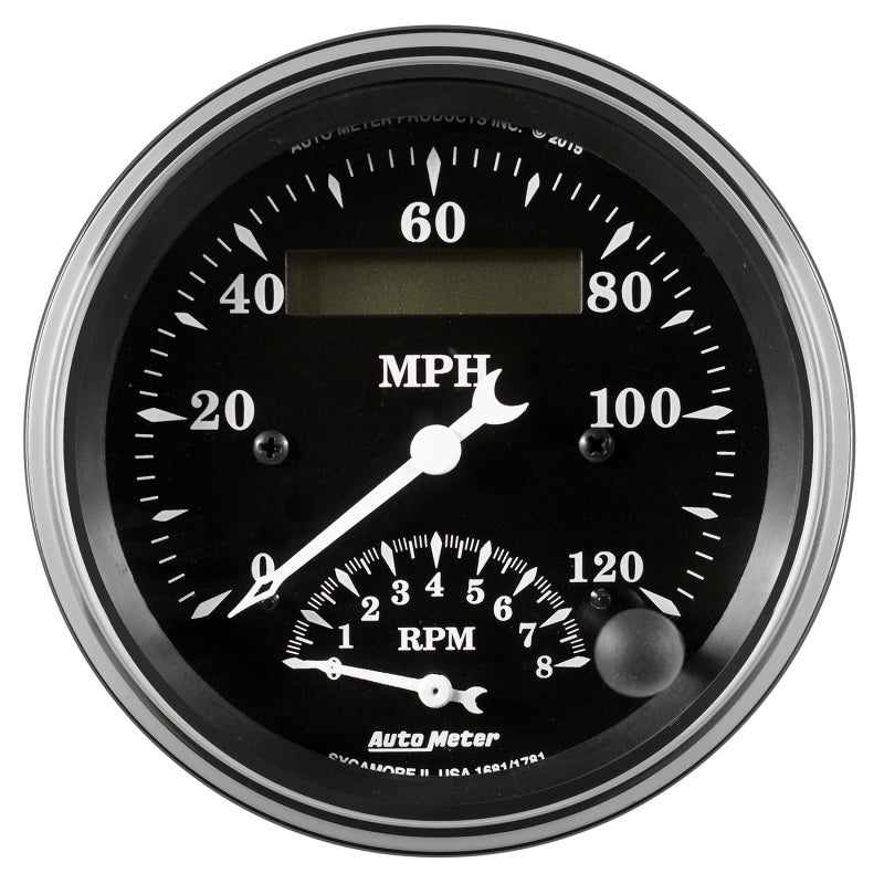 Auto Meter Gauge Tach/Speedo 3 3/8in 120mph & 8k RPM Elec. Program. Old Tyme Blk 1781