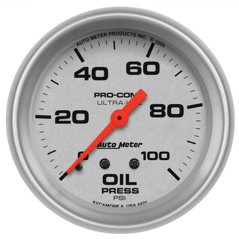 Autometer Ultra-Lite 66.7mm Mechanical 0-100 PSI Oil Pressure Gauge - eliteracefab.com