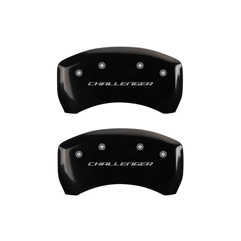 MGP 4 Caliper Covers Engraved Front & Rear Block/Challenger Black finish silver ch MGP