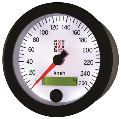 Autometer Stack Instruments 88MM 0-260 KM/H Programmable Speedometer - White ST3852