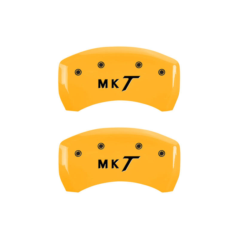 MGP 4 Caliper Covers Engraved Front Lincoln Engraved Rear MKT Yellow finish black ch MGP