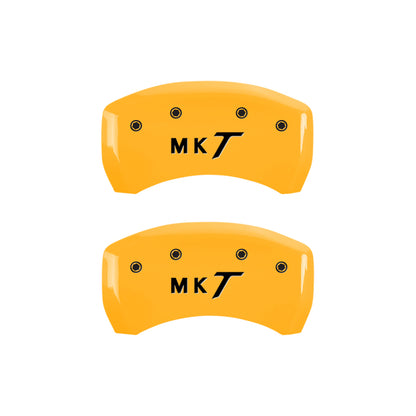 MGP 4 Caliper Covers Engraved Front Lincoln Engraved Rear MKT Yellow finish black ch MGP
