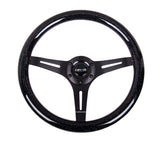 NRG Classic Wood Grain Steering Wheel 350mm black 3-Spokes Black Sparkled Color Grip - ST-015BK-BSB