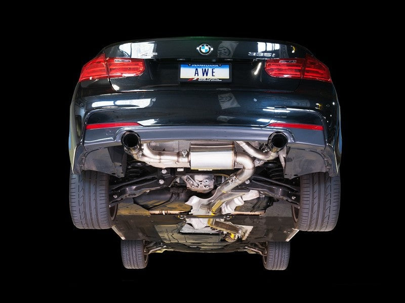 AWE Tuning BMW F3X 335i/435i Touring Edition Axle-Back Exhaust - Chrome Silver Tips (90mm) - eliteracefab.com