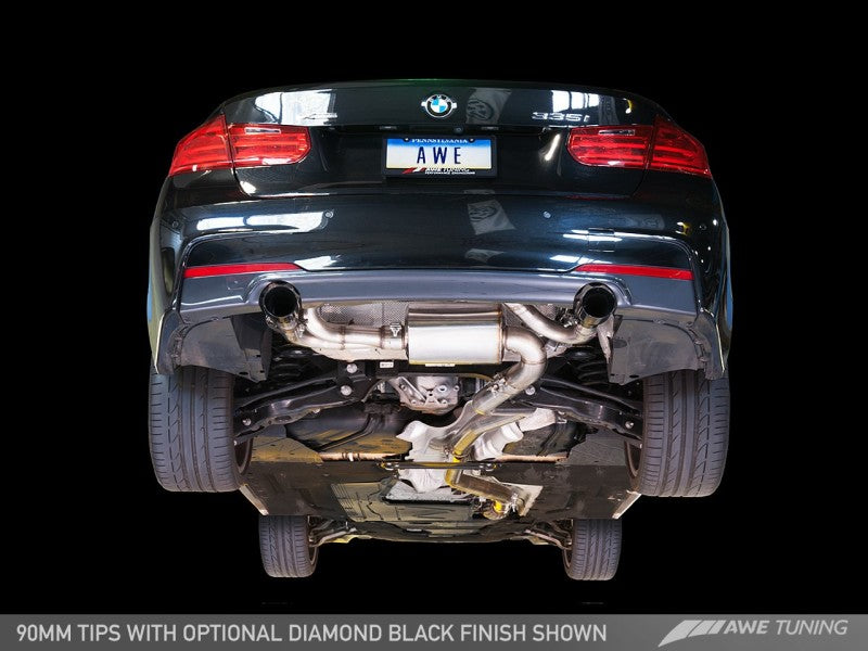 AWE Tuning BMW F3X 335i/435i Touring Edition Axle-Back Exhaust - Diamond Black Tips (90mm) - eliteracefab.com