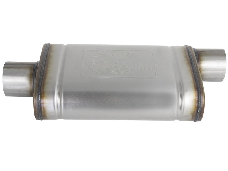 aFe MACHForce XP SS Muffler 3in Center Inlet / 3in Outlet 9in L x 4in W x 14in Body aFe