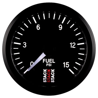 Autometer Stack 52mm 0-15 PSI 1/8in NPTF Male Pro Stepper Motor Fuel Pressure Gauge - Black ST3304