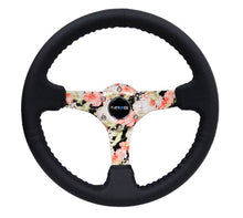 Load image into Gallery viewer, NRG Reinforced Steering Wheel (350mm / 3in. Deep) Blk Leather Floral Dipped w/ Blk Baseball Stitch - eliteracefab.com