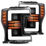 AlphaRex 880108 17-19 Ford F-250 SD PRO-Series Proj Headlights Plank Style Black w/Activ Light/Seq Signal