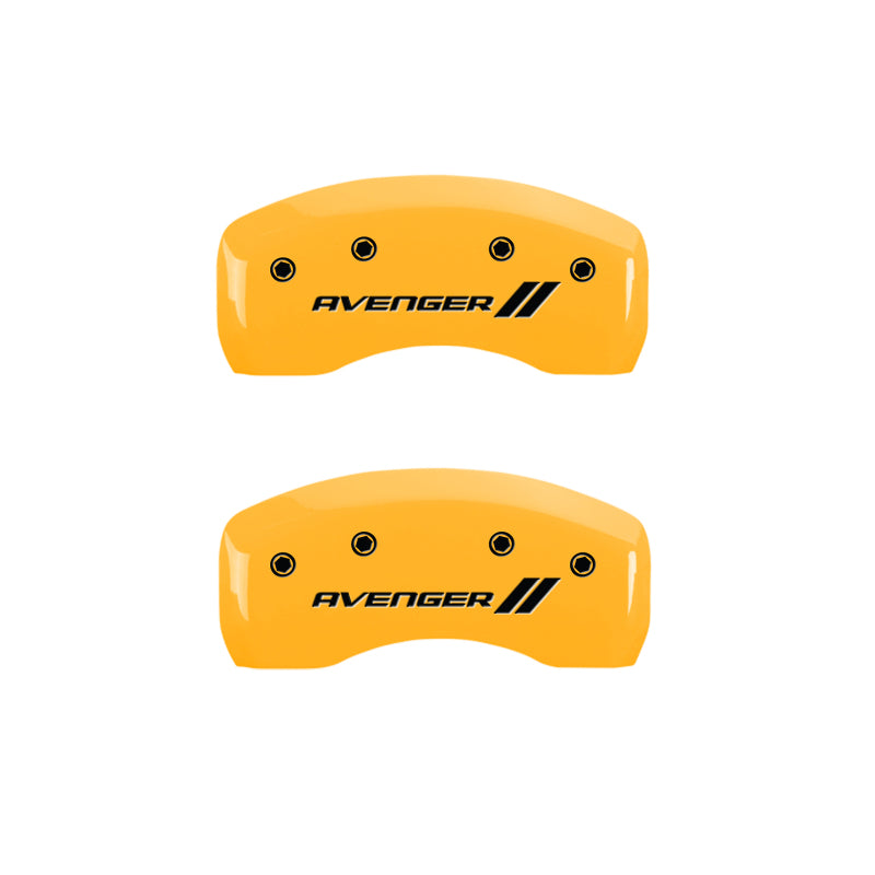 MGP 4 Caliper Covers Engraved Front & Rear With stripes/Avenger Yellow finish black ch MGP