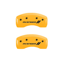 Load image into Gallery viewer, MGP 4 Caliper Covers Engraved Front &amp; Rear With stripes/Avenger Yellow finish black ch MGP