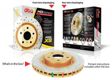 Load image into Gallery viewer, DBA 04-07 STi/2017 BRZ w/Perf. Pkg. 10 Hole Front Drilled/Slotted 5000 Series 2 Pc Rotor w/Gold Hat - eliteracefab.com