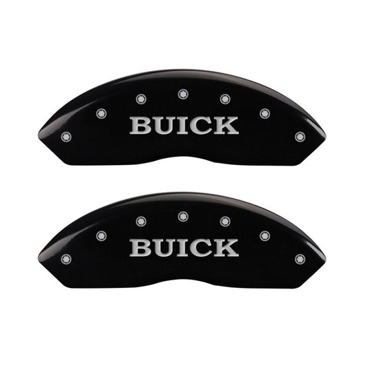 MGP 4 Caliper Covers Engraved Front Buick Engraved Rear Buick Shield Black finish silver ch MGP