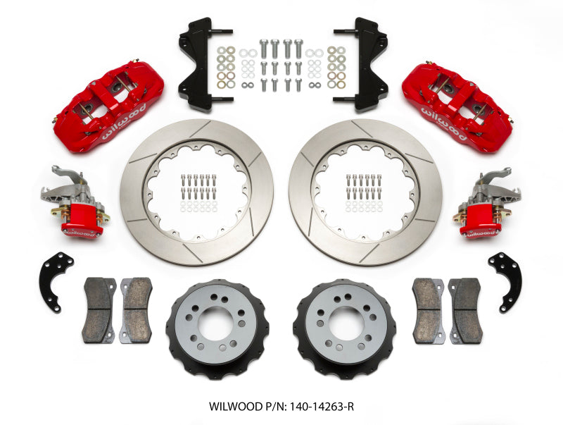 Wilwood AERO4 / MC4 Rear Kit 14.00 Red Currie Pro-Tour Unit Bearing Floater Wilwood