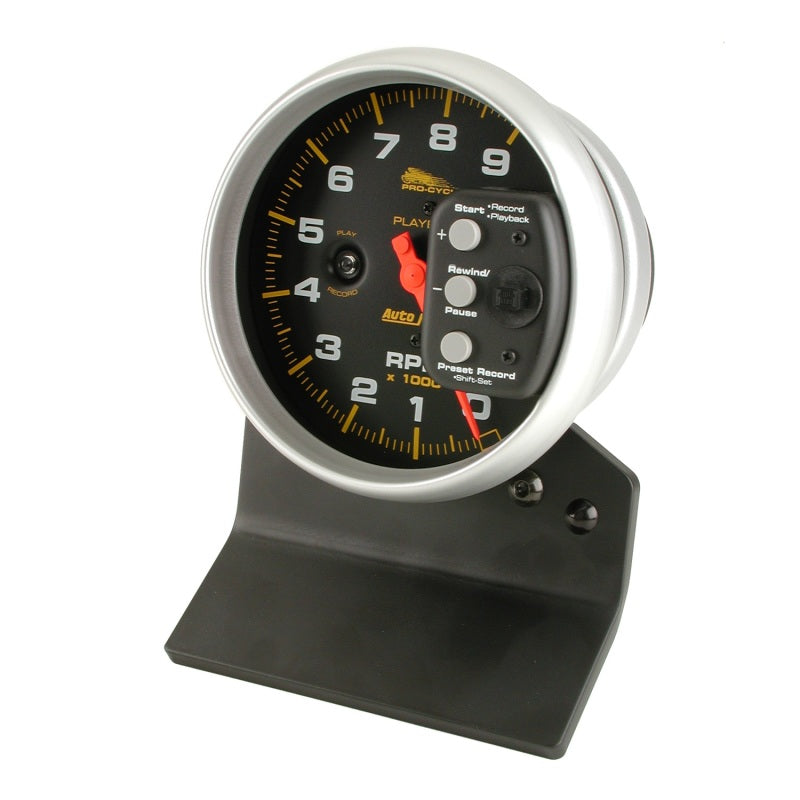 Autometer Pro-Cycle Gauge Tach 5in 9K Rpm Pedestal W/ Rpm Playback Black 19266