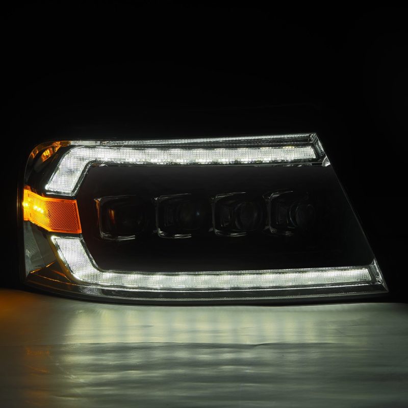 AlphaRex 880128 04-08 Ford F-150 (No 2004 Heritage) NOVA-Series LED Proj HL Alpha-Blk w/Actv Lgt / Seq. Sig