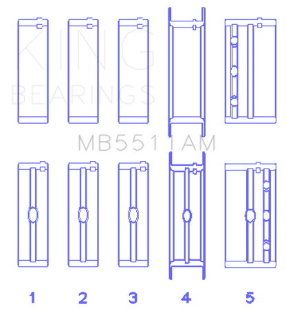 King GM V8 OHV 16 Valve (Size STD) Main Bearing Set