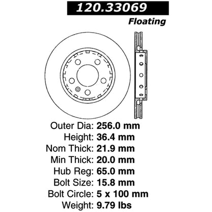 STOPTECH 03-05 VW GOLF GTI (VENTED REAR DISCS) DRILLED LEFT REAR ROTOR, 128.33069L - eliteracefab.com