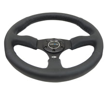 Load image into Gallery viewer, NRG Commander Series Reinforced Steering Wheel 350mm Black Spoke (Leather) - eliteracefab.com