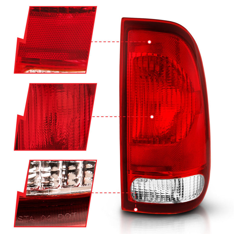 ANZO 1997-2003 Ford F-150 Taillight Red/Clear Lens (OE Replacement) - eliteracefab.com